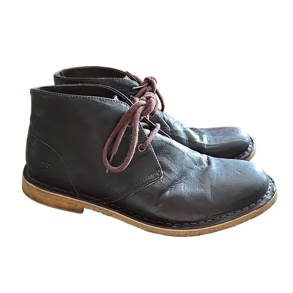 UGG Leighton Brown‎ Leather Lace Up Distressed Ankle Chukka Boots Men's Size 13